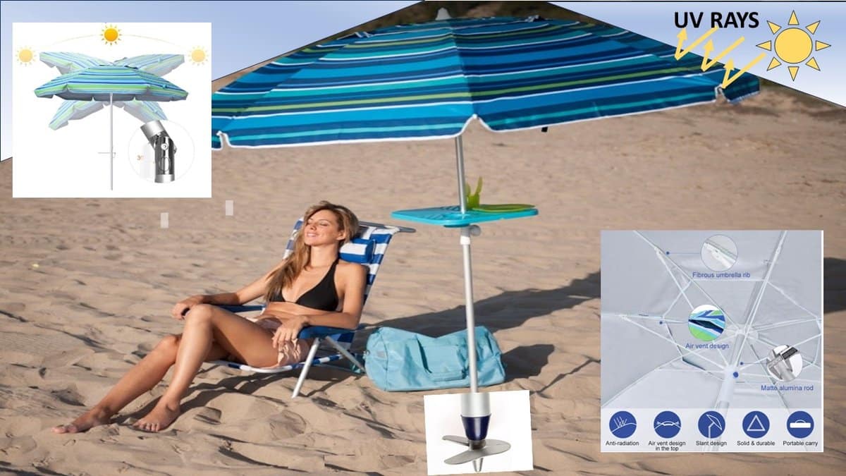 pincho luxe robuste strandparasol marbella 200 cm blauw