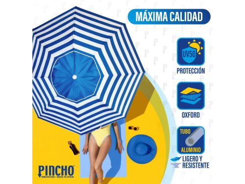 Pincho - LUXE STRANDPARASOL 200 - Zandboor - Blauw &