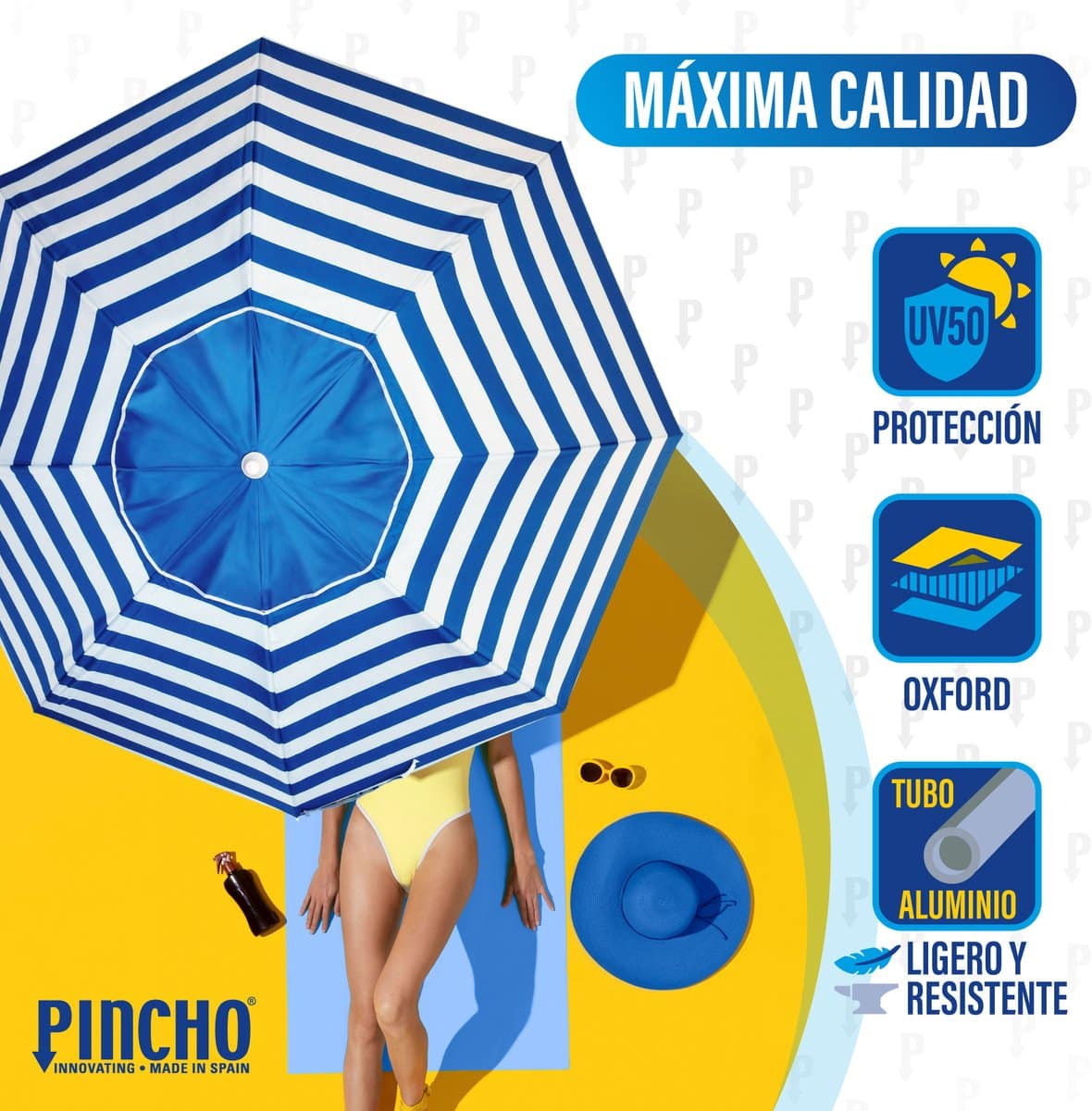 pincho luxe strandparasol 200 zandboor blauw &