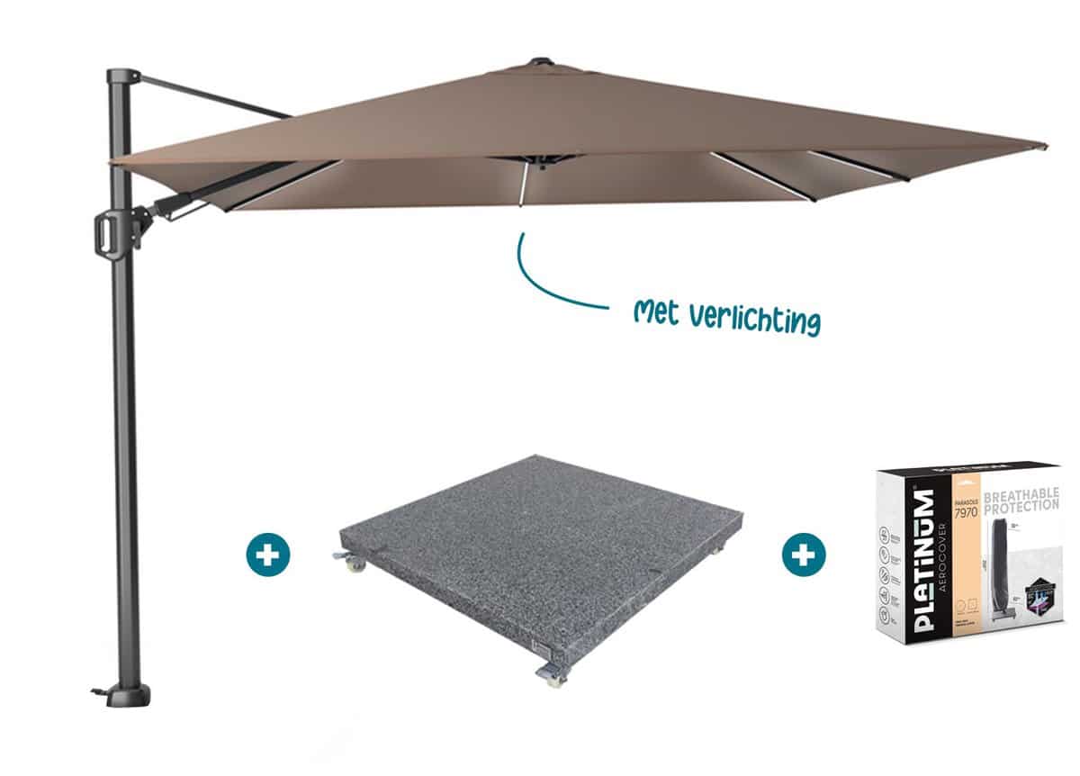 platinum challenger zweefparasol t2 premium glow 3×3 m.