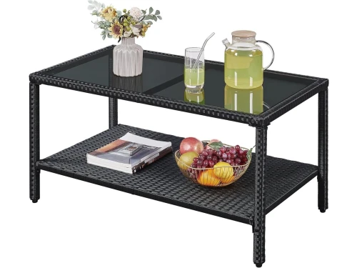 Polyrotan tuintafel - Bijzettafel buiten - Terras Ontspannen - Gehard