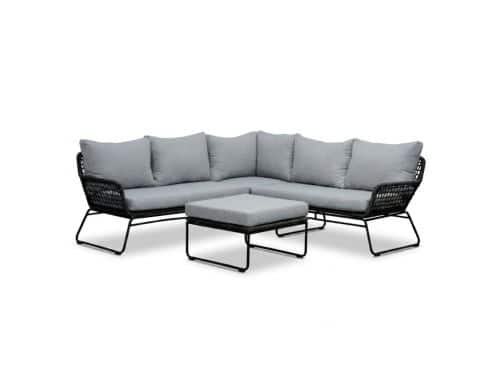 Potenza hoek loungeset 5 personen | aluminium + touw | Stone Grey | 4-delig - 213x213cm