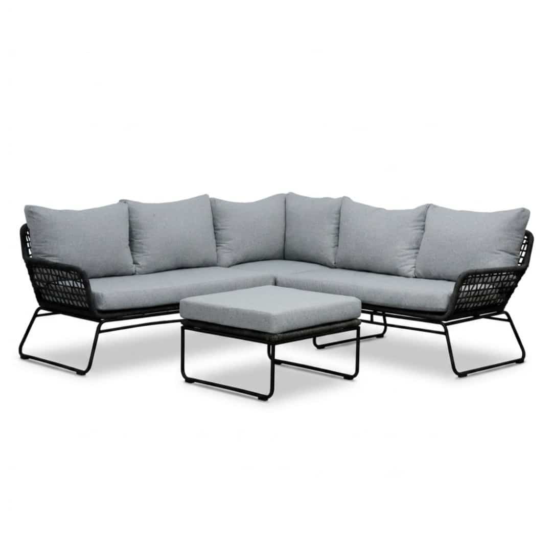 potenza hoek loungeset 5 personen | aluminium + touw | stone grey | 4 delig 213x213cm