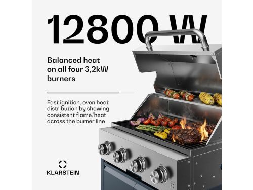 Premium 4-Pits Gasbarbecue Buitenkeuken 12.800W met RVS Werkblad
