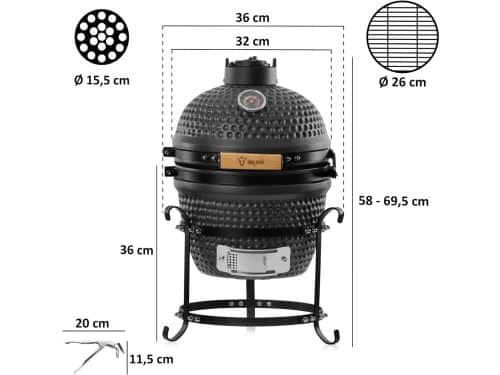 Premium Mini Kamado Keramische BBQ Grill 32 cm met Thermometer