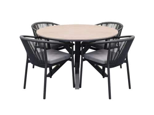 Quincy Apollo dining tuinset 120xH75 cm rond 5 delig polywood