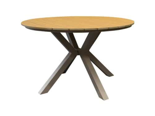 Quincy dining tuintafel latte 144xH75 cm rond polywood blad