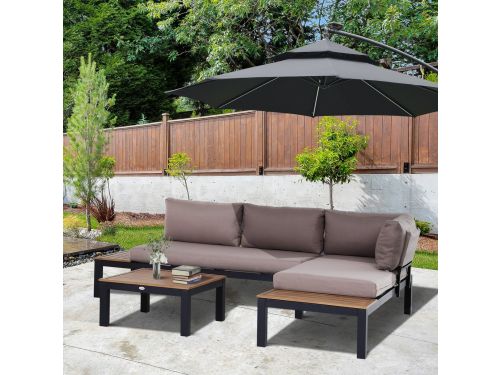 REDOM - Tuinmeubelset - 3-Delig - Met Sofa En Chaise