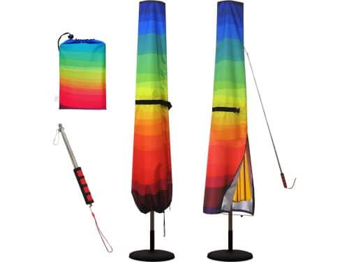 Regenboog parasolhoes 420D Oxford-stof - waterdicht - telescopische stang