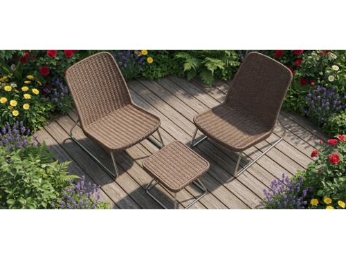 Rio Luxe 3-delige Rattan Look Balkonset - Kunststof Lounge Set