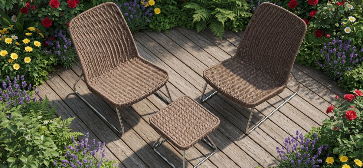 rio luxe 3 delige rattan look balkonset kunststof lounge set