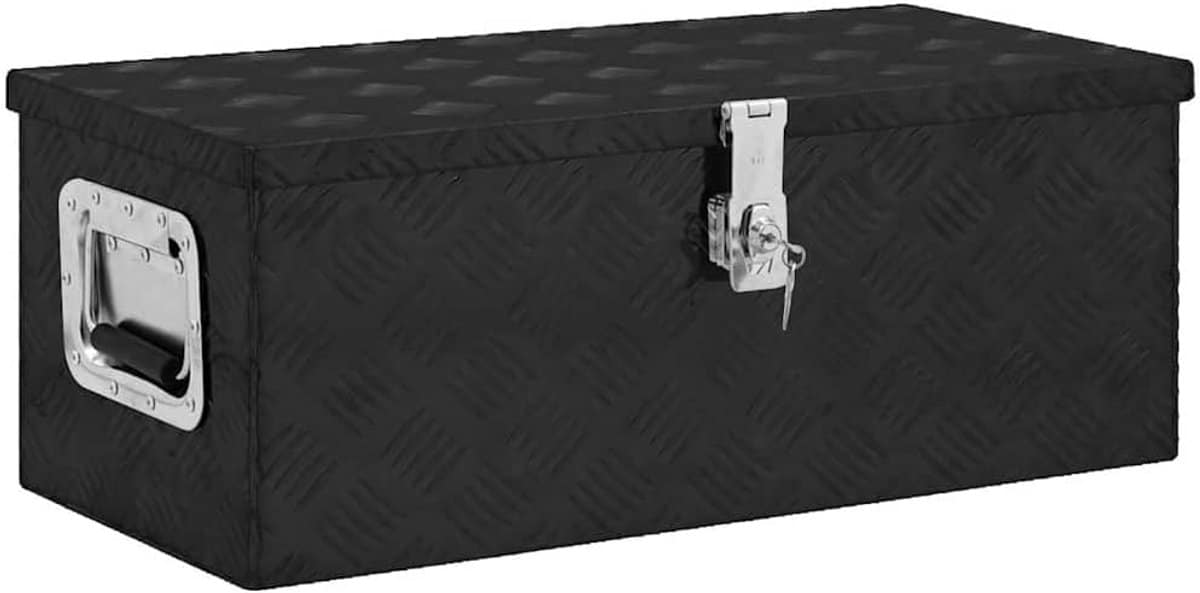 robuuste aluminium opbergbox zwart 70x31x27 cm