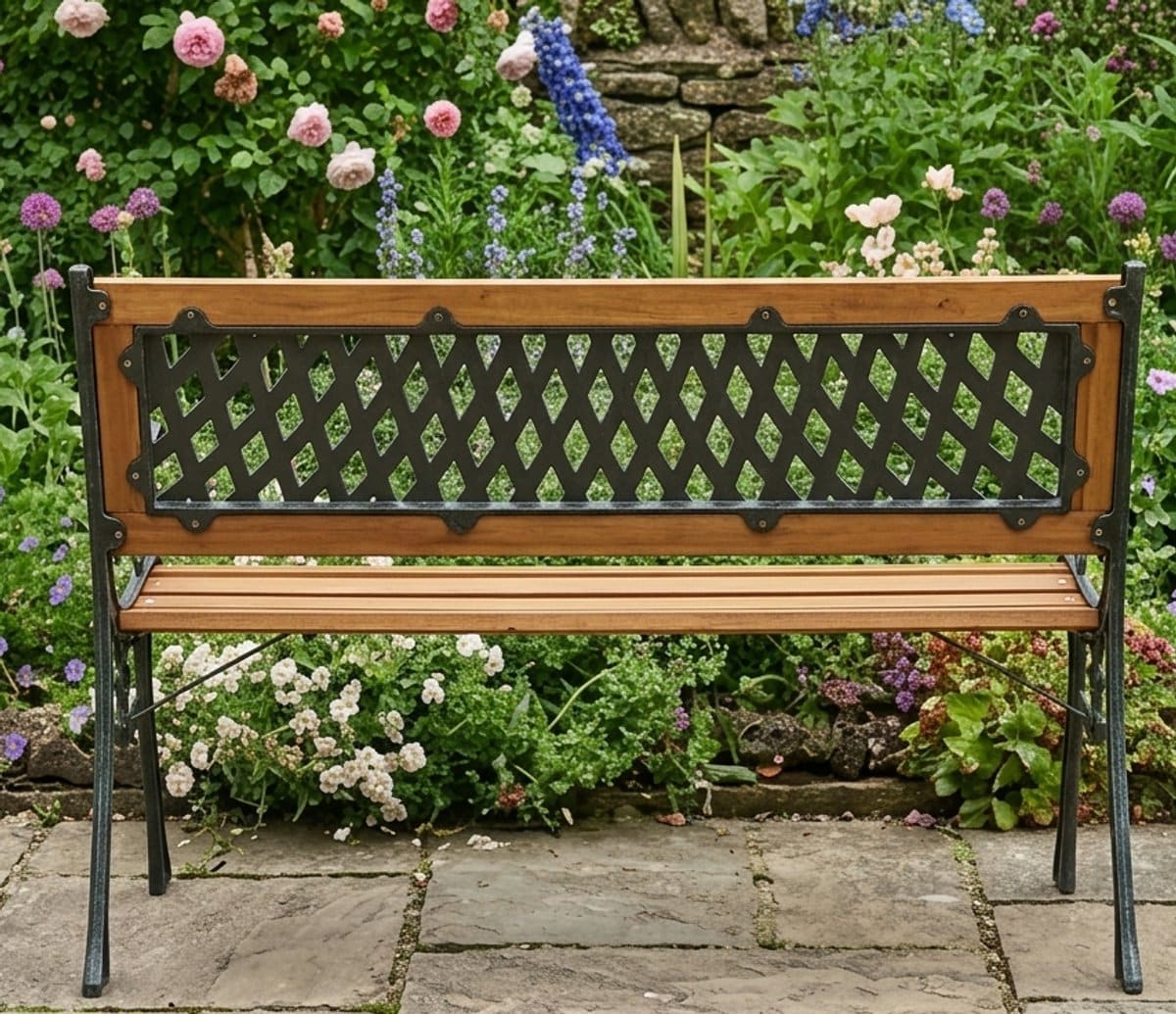 romantic luxe tuinbank 2 zits klassieke gietijzeren parkbank met houten
