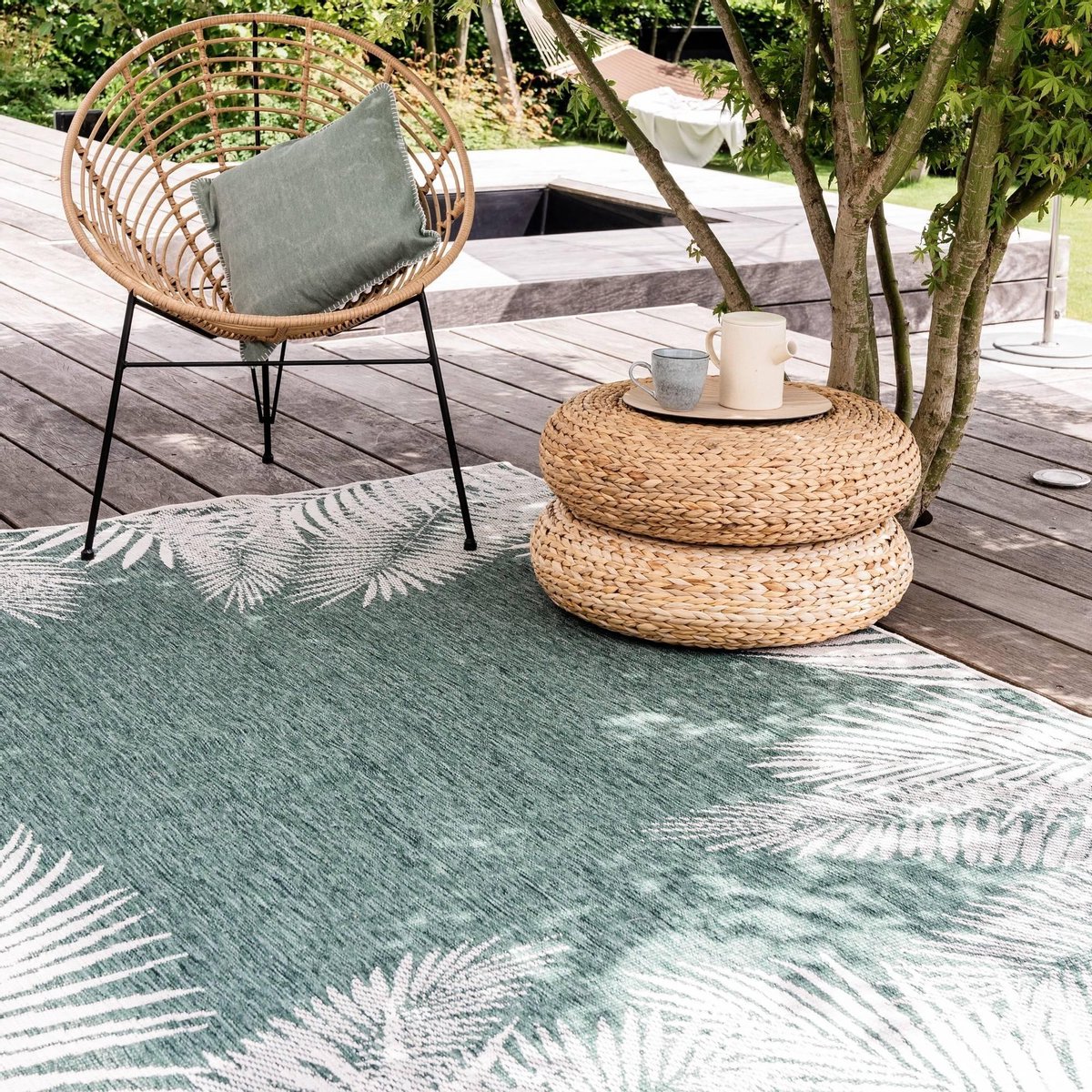 rond buitenkleed leaf groen dubbelzijdig eva interior