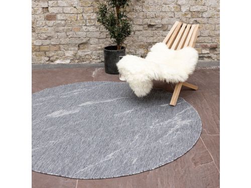 Rond Buitenkleed Marble - Grijs/wit - dubbelzijdig - EVA Interior
