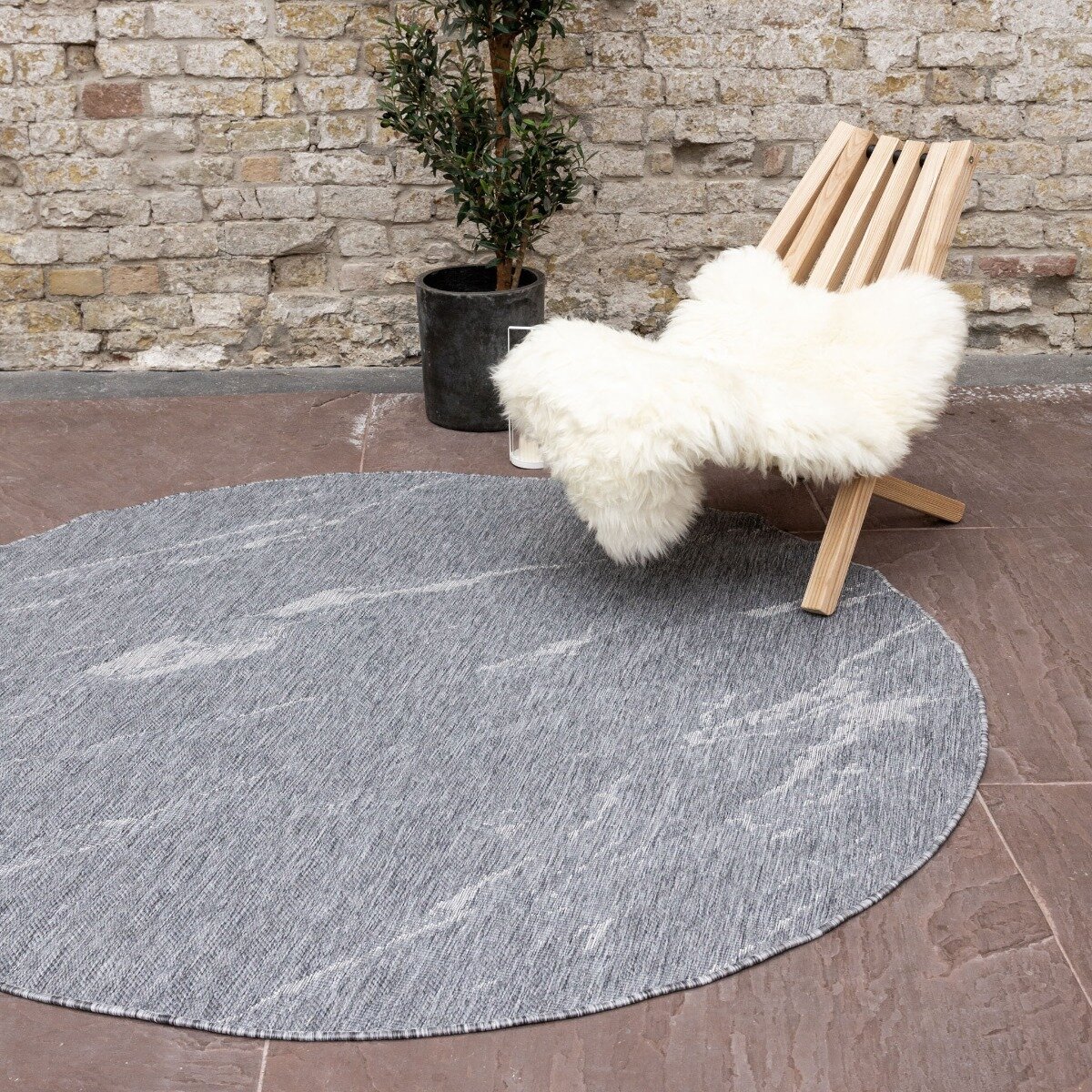 rond buitenkleed marble grijs/wit dubbelzijdig eva interior