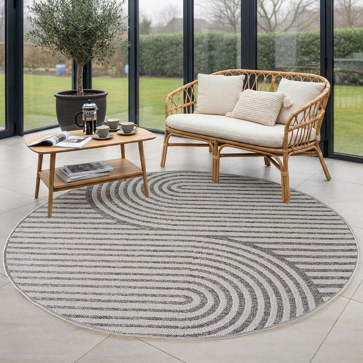 rond buitentapijt terrastapijt buitenkleed buiten leven weerbestendig