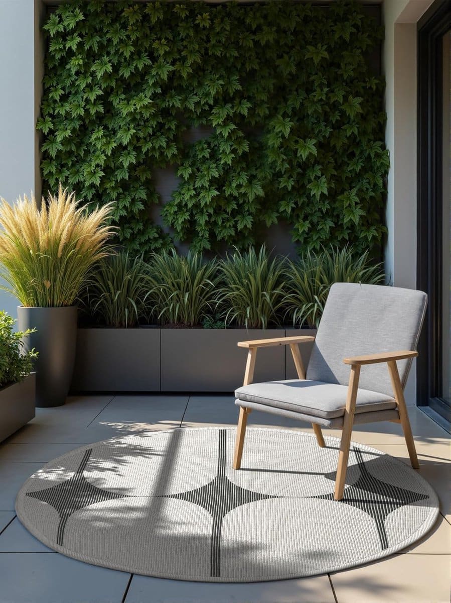 rond vloerkleed buitenkleed plat weefsel terras balkon tuin