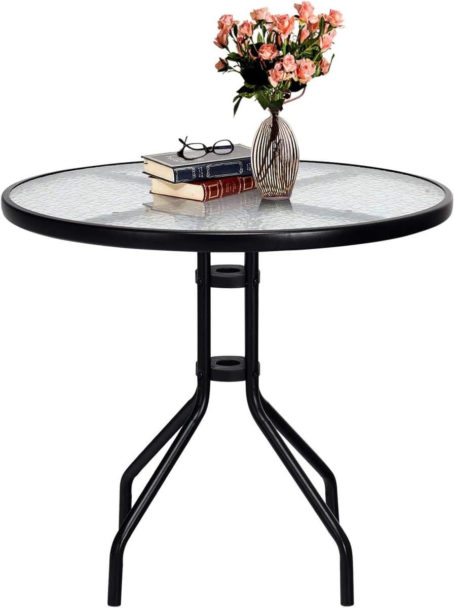 ronde bijzettafel terrastafel balkontafel buiten zitten gehard