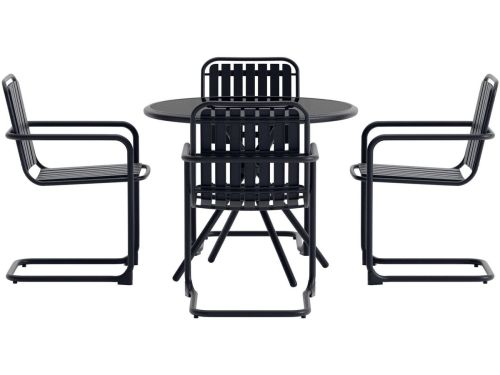 Ronde Diningset - Bram - Zwart - 5 delig
