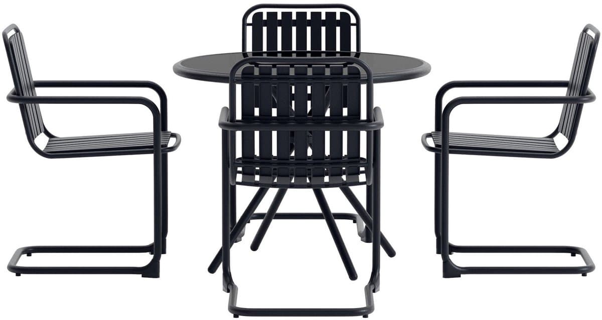 ronde diningset bram zwart 5 delig