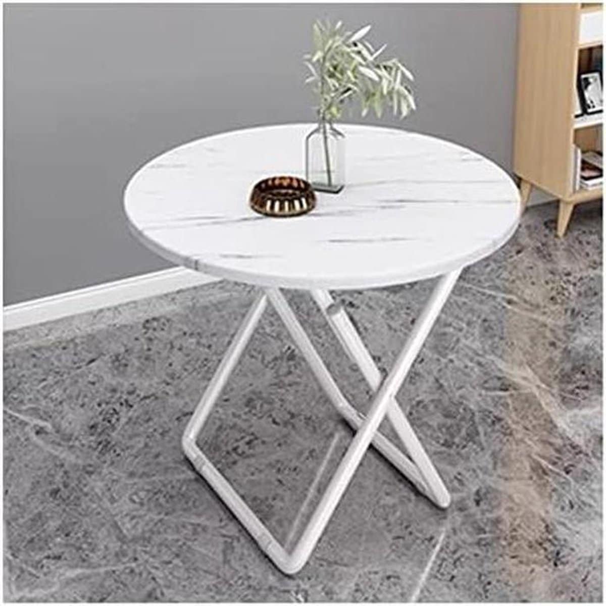 ronde klaptafel eettafel balkon compact eten marmerlook