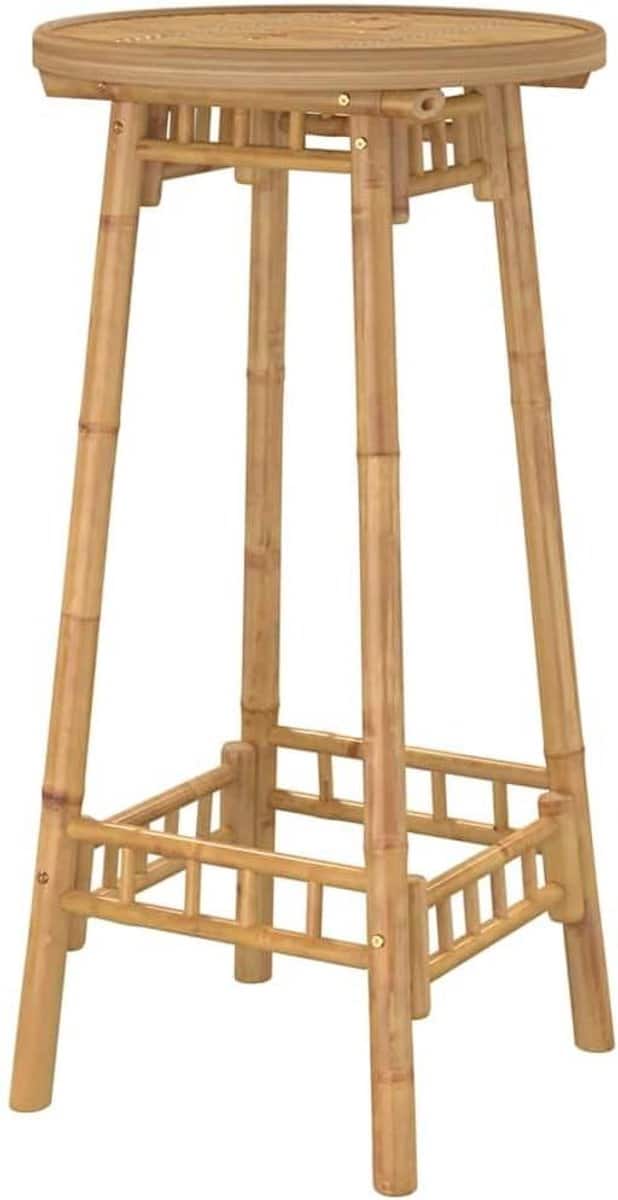 ronde tuintafel bamboe bartafel buiten ontspannen met