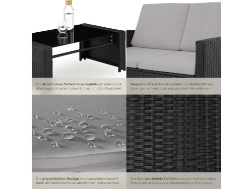 Rotan Loungeset 4-delig 122 x 70 x 76 cm
