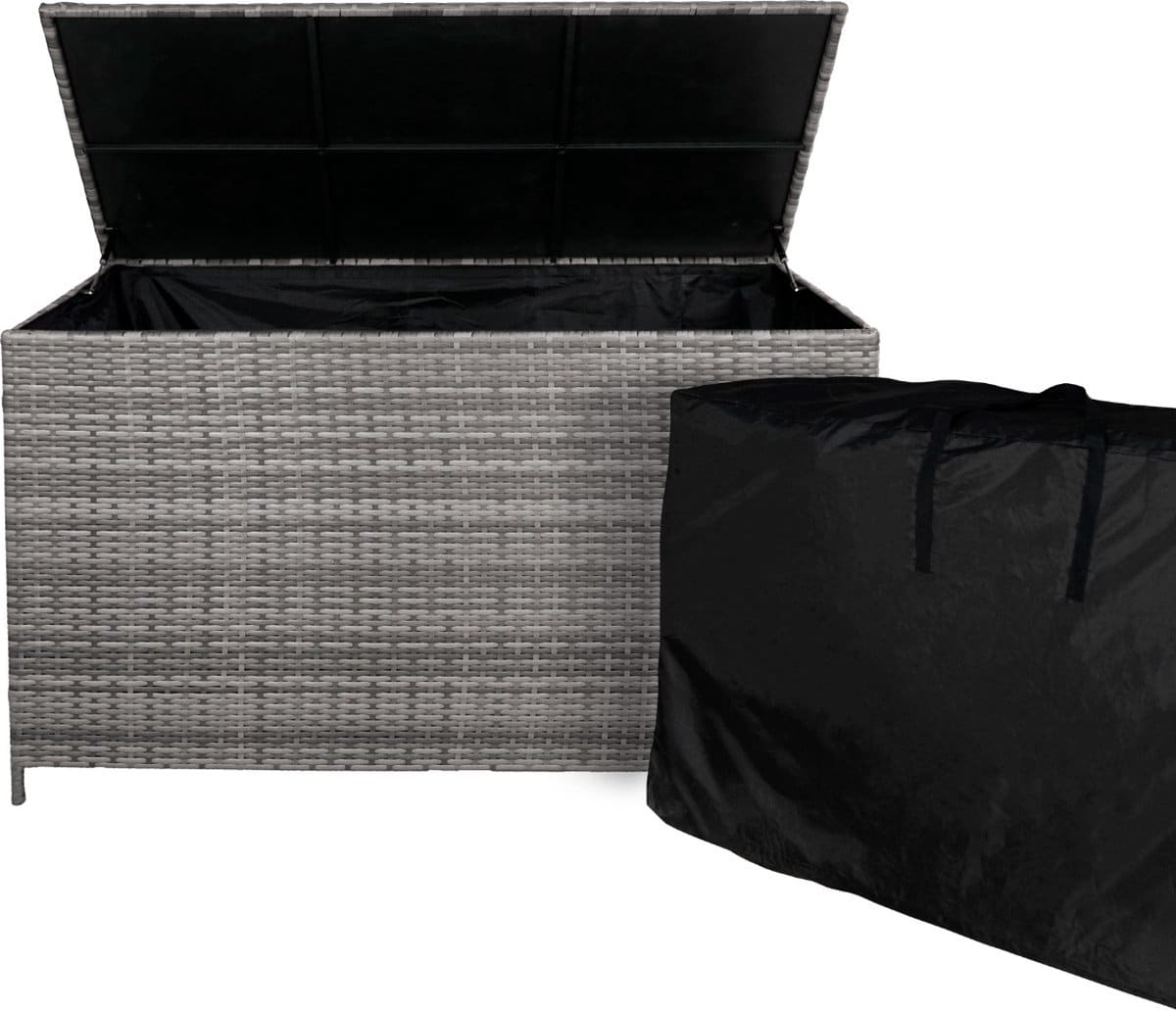 rotan tuin opbergbox kussenbox 582 l grijs grote rattan kist