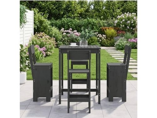 Rustieke 3-Delige Tuinbarset van Massief Grenenhout - Outdoor Bartafel met