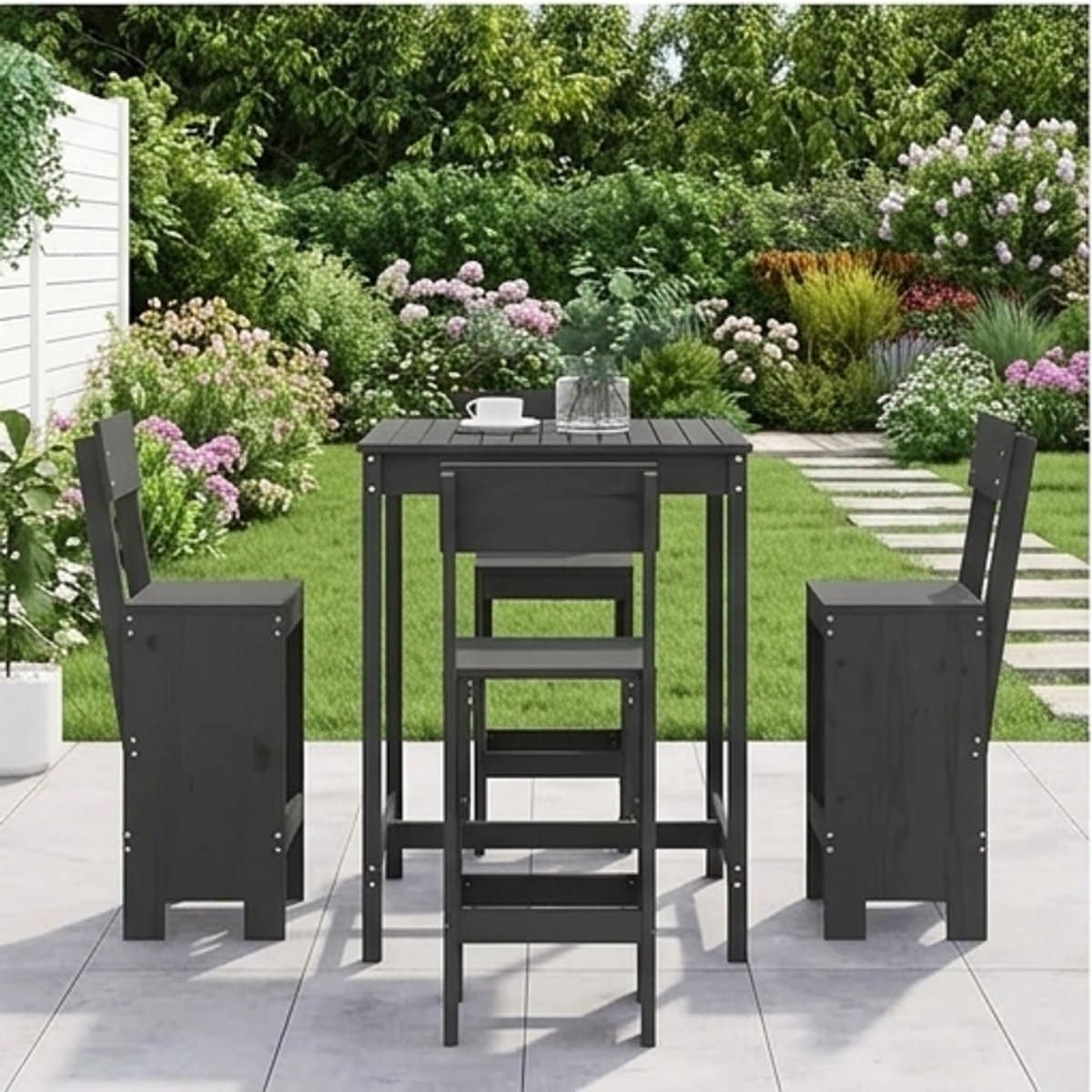rustieke 3 delige tuinbarset van massief grenenhout outdoor bartafel met