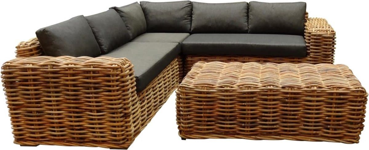 sabuga hoek loungeset 4 delig naturel rotan
