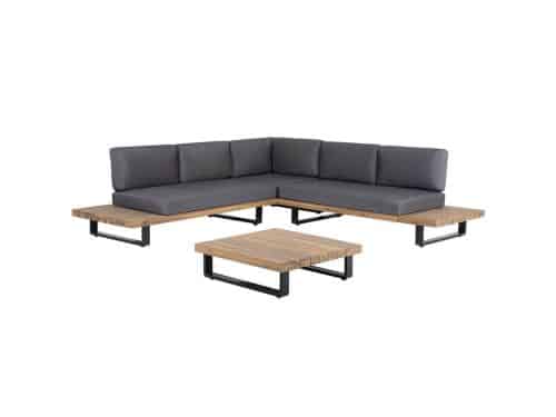 Salvador hoek loungeset 5 personen | aluminium + hardhout | Light Teaklook | 3-delig - 260x260cm