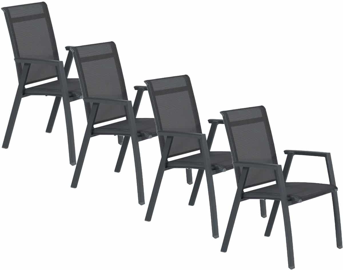 santana dining tuinstoel donker grijs 4 stuks