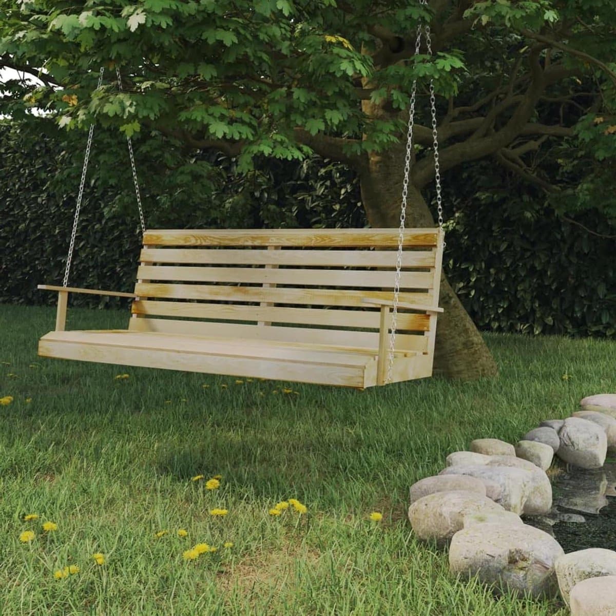 schommelbank hout tuinbank buiten ontspannen geïmpregneerd grenenhout