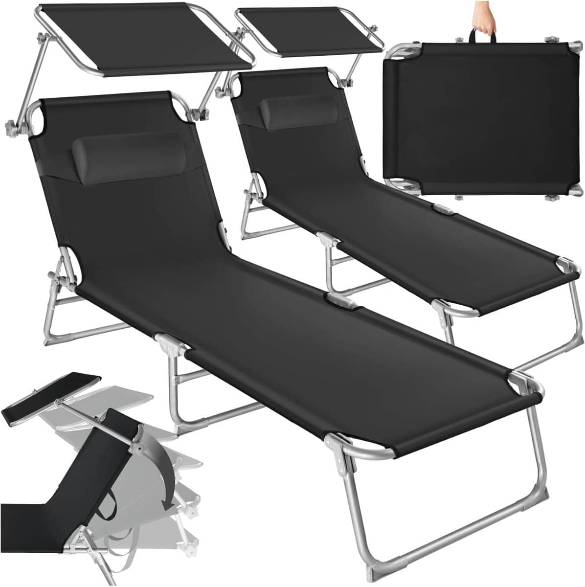 set ligbedden loungestoelen buiten ontspannen in de tuin