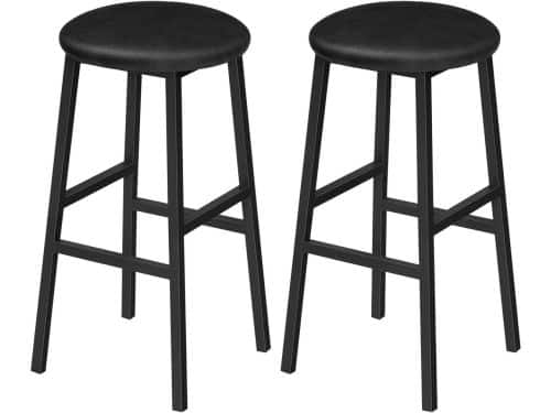 Set van 2 Hoge Barstoelen met Voetensteun en Gevoerde PU