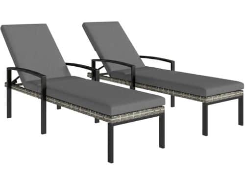 Set van 2 Ligstoelen - Ligbed met 5-standen Verstelbare Rugleuning