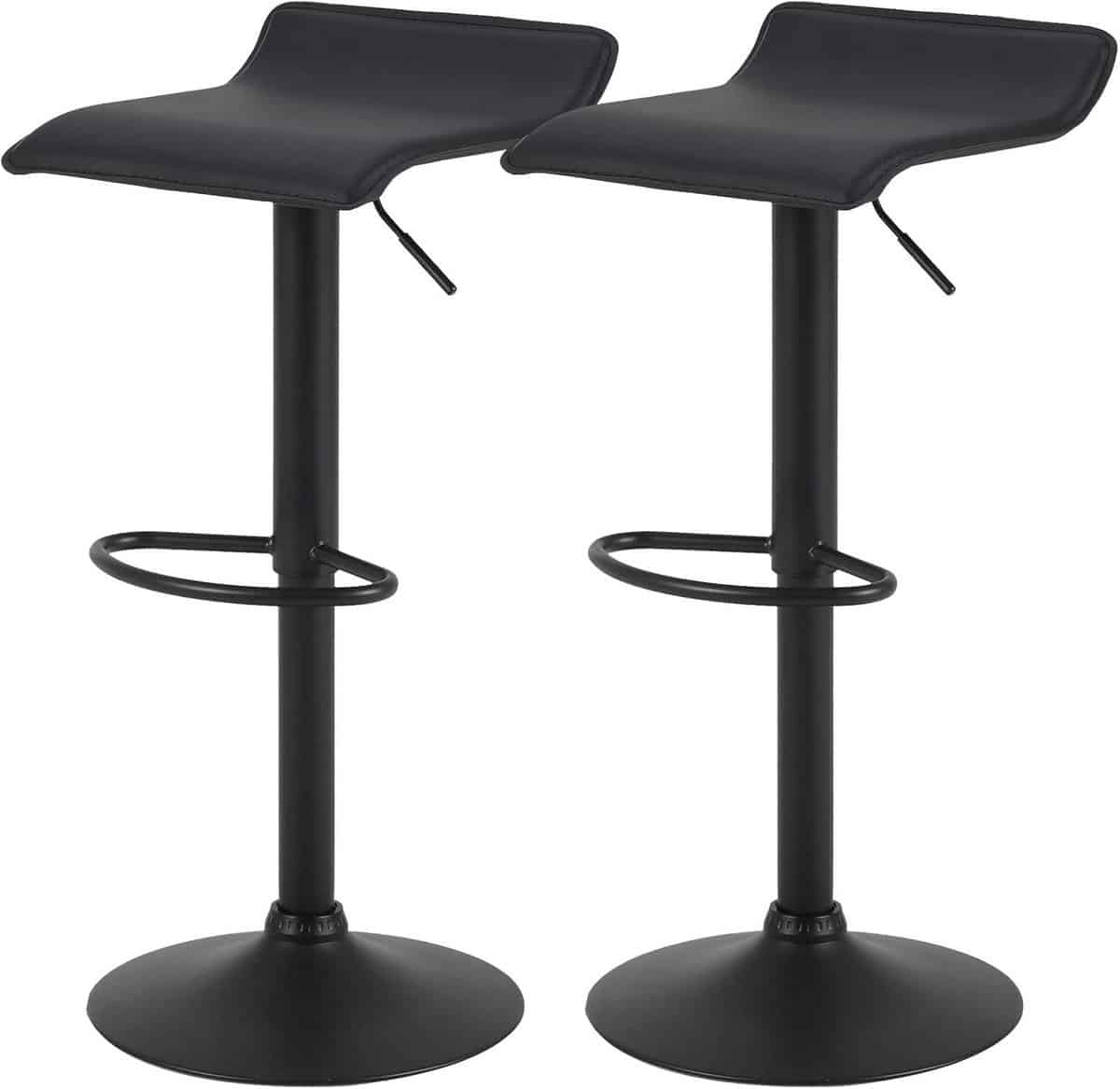 set van 2 zwarte barstoelen verstelbaar in hoogte