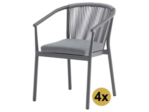 Set van 4 Apollo dining tuinstoel rope stapelbaar