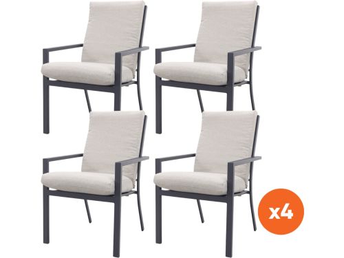 Set van 4 - GI Sergio dining tuinstoelen Carbon black/Desert