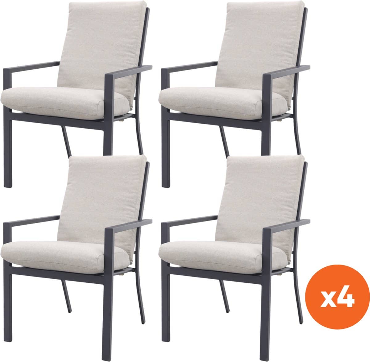 set van 4 gi sergio dining tuinstoelen carbon black/desert