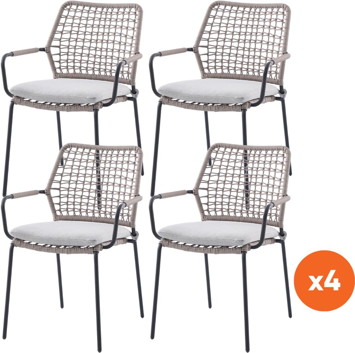 set van 4 gi swifty rope stapelbare tuinstoelen