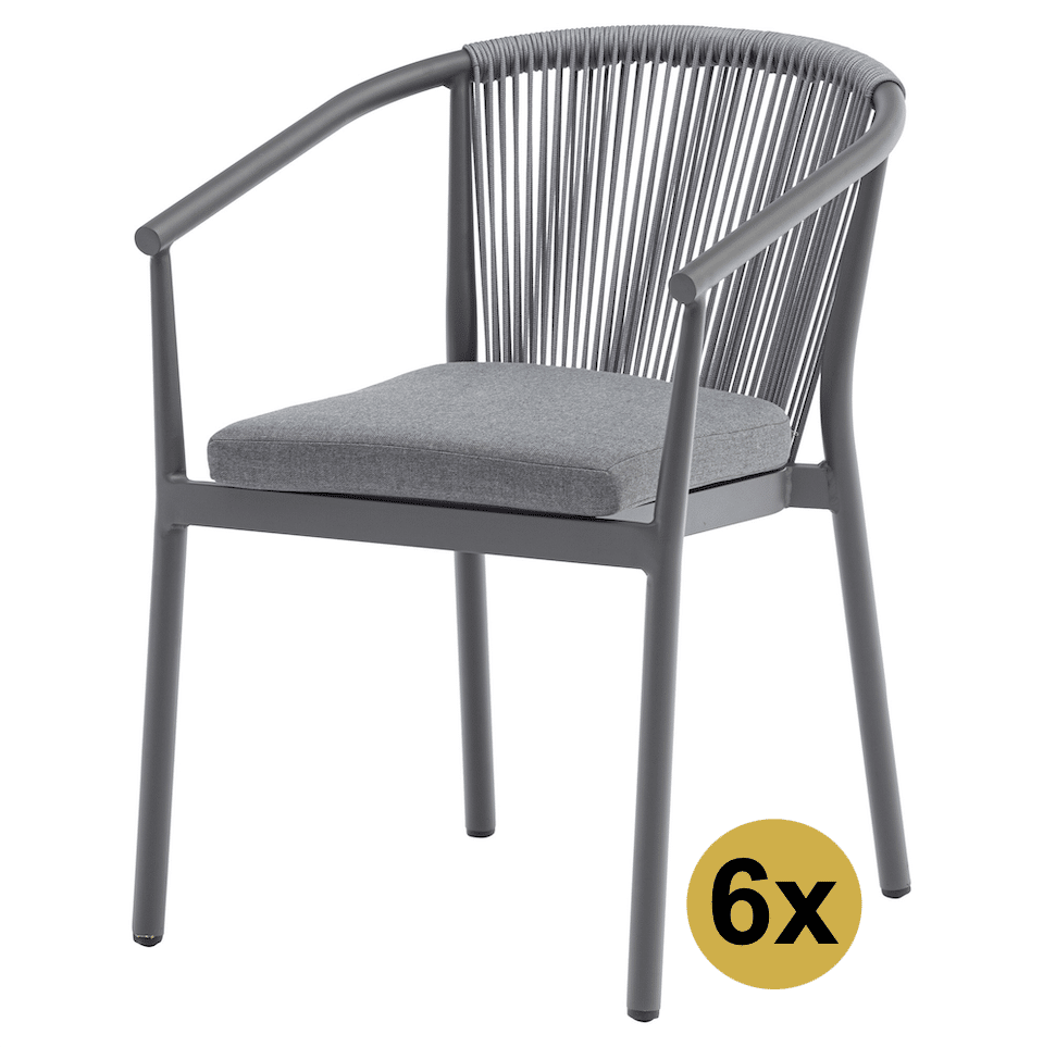 set van 6 apollo dining tuinstoel rope stapelbaar