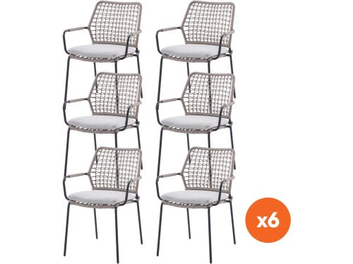 Set van 6 - GI Swifty rope stapelbare tuinstoelen
