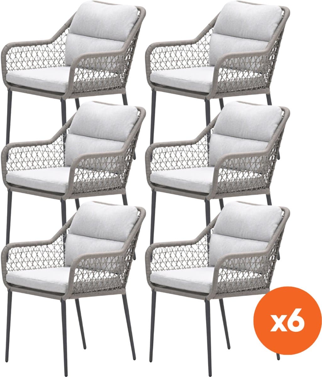 set van 6 gi toledo dining tuinstoelen taupe/zand