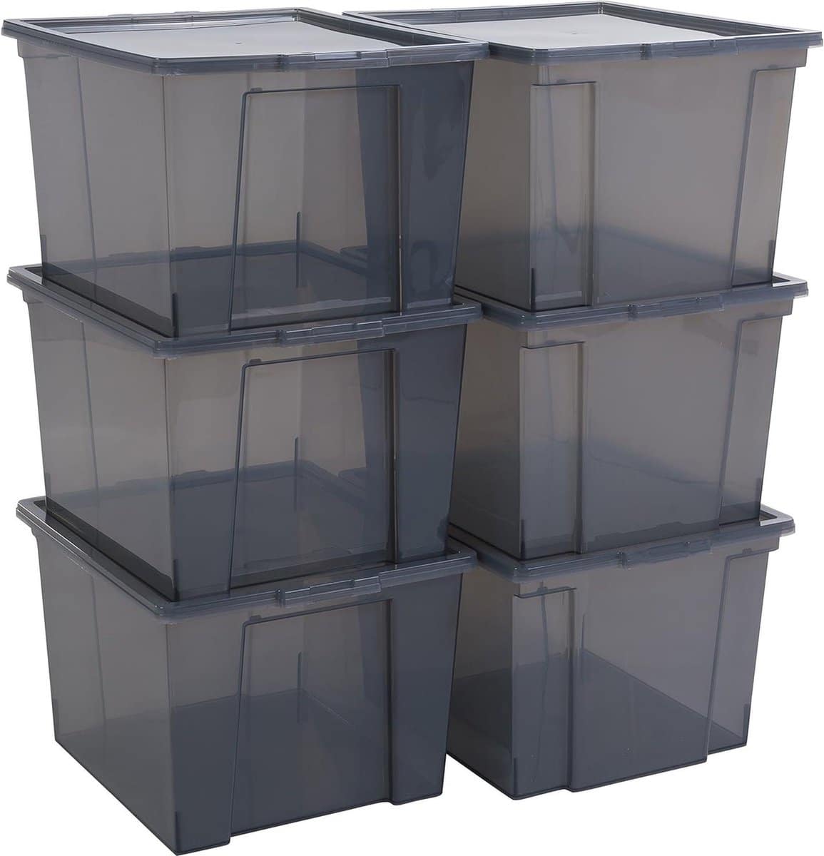 set van 6 opbergdozen 30 l met deksel stapelbaar voor