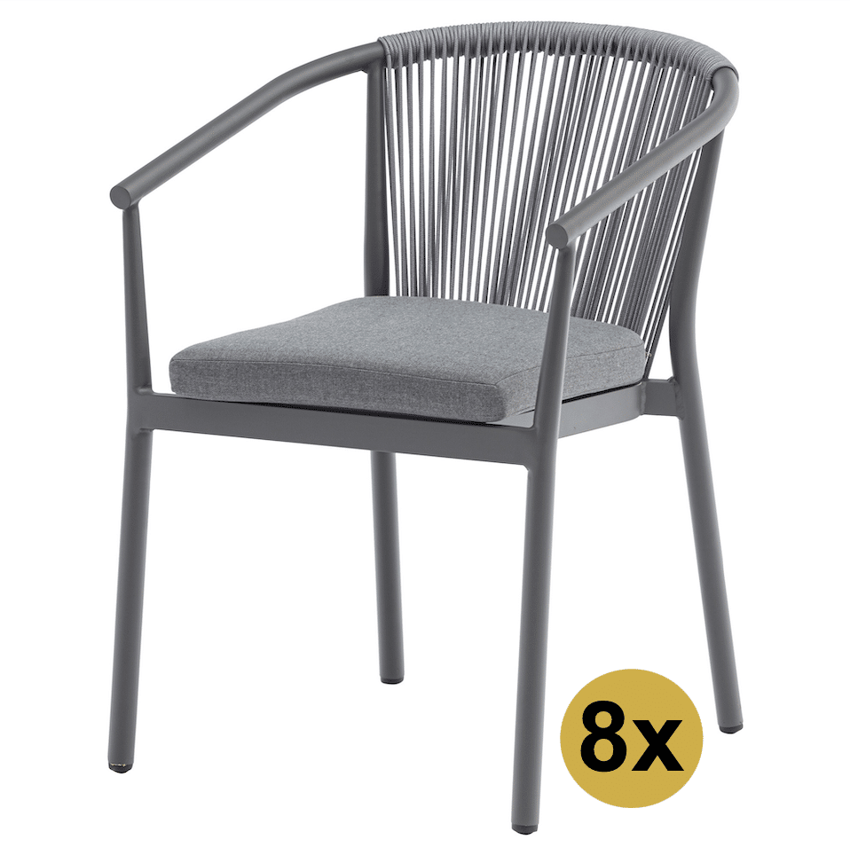 set van 8 apollo dining tuinstoel rope stapelbaar