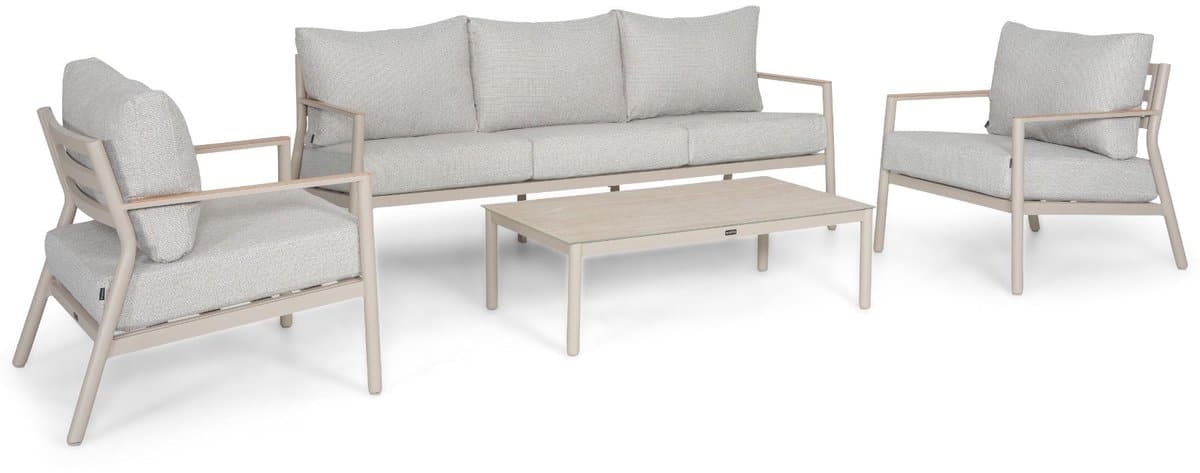 stoel en bank loungeset 5 personen aluminium taupe lifestyle garden