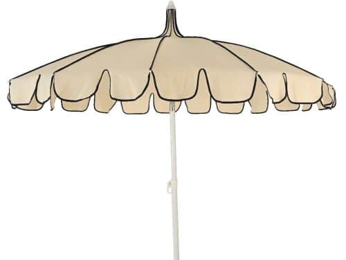 Strandparasol stokparasol volant creme/blauw Decoris